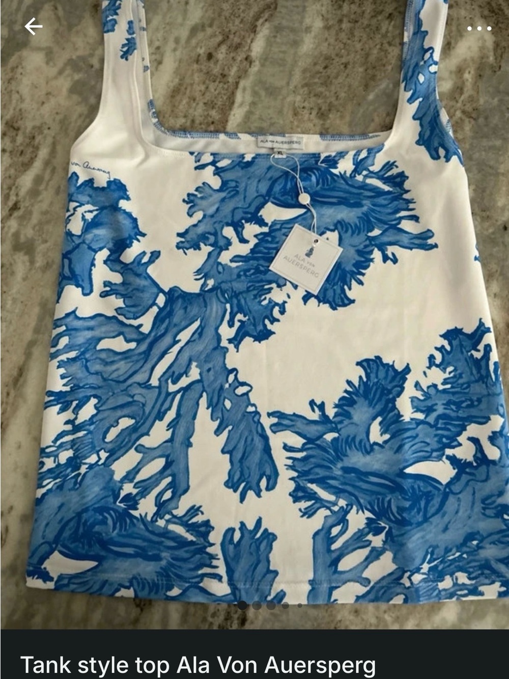 Designer Ala Von Auersperg
Blue & White Printed Tank Top XL